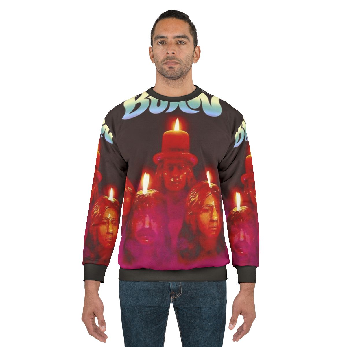 Classic 80s Purple Sweatshirt with Music Design