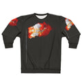 Burning American flag design on a patriotic sweatshirt