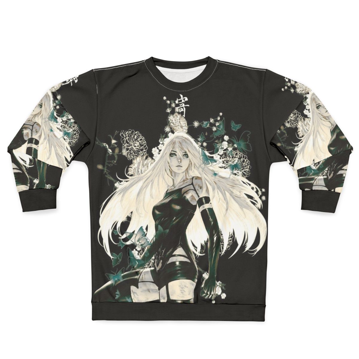 Butterflies and fantasy floral design sweatshirt for Nier Automata fans