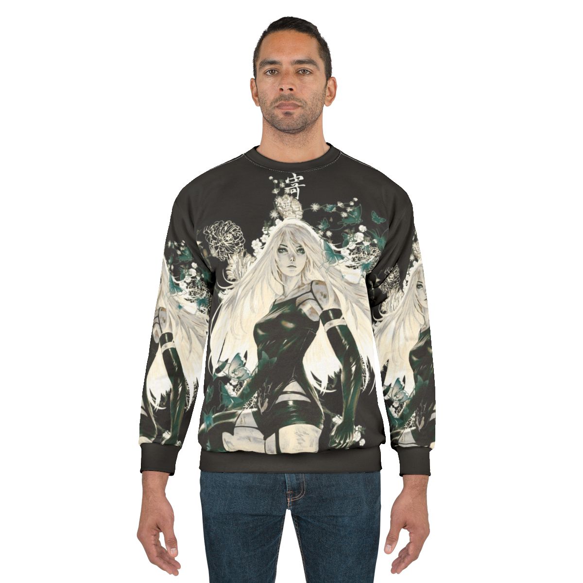 Butterflies and fantasy floral design sweatshirt for Nier Automata fans
