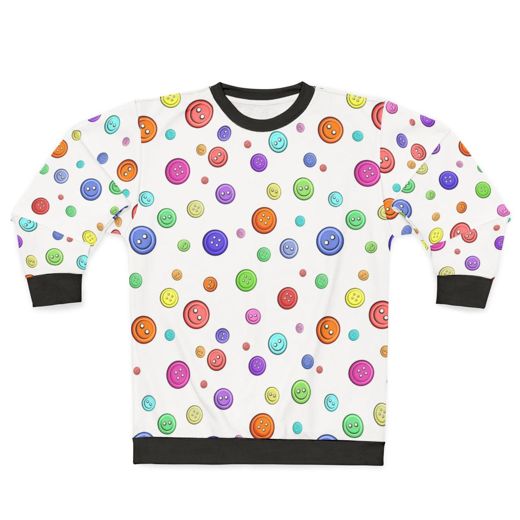 Sewing hobbies button pattern sweatshirt