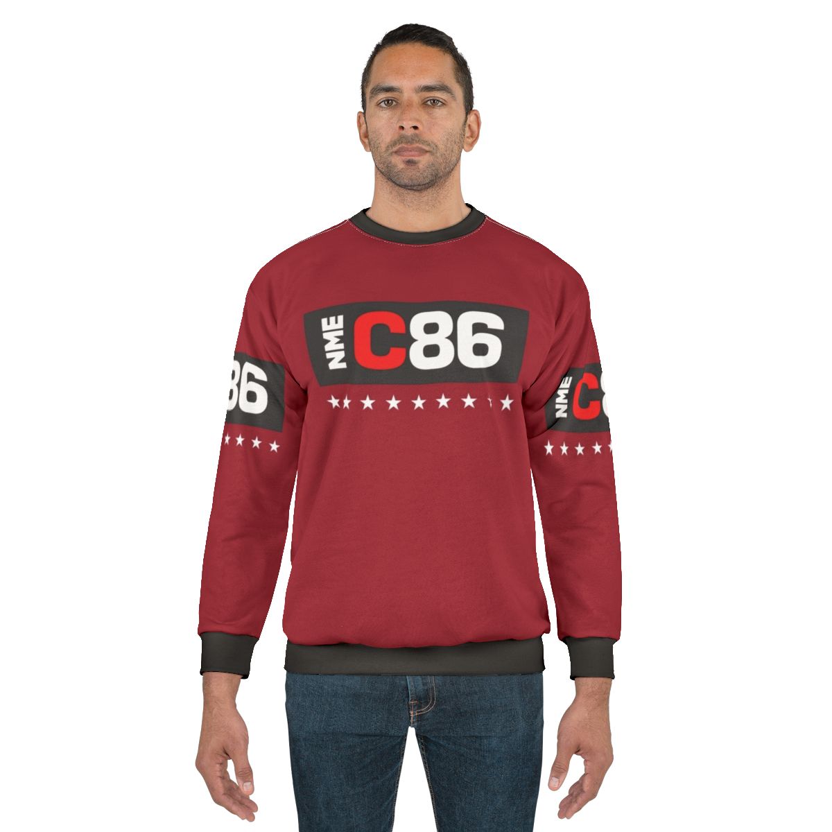 C86 Sweatshirt with 1980s British indie music and fashion imagery