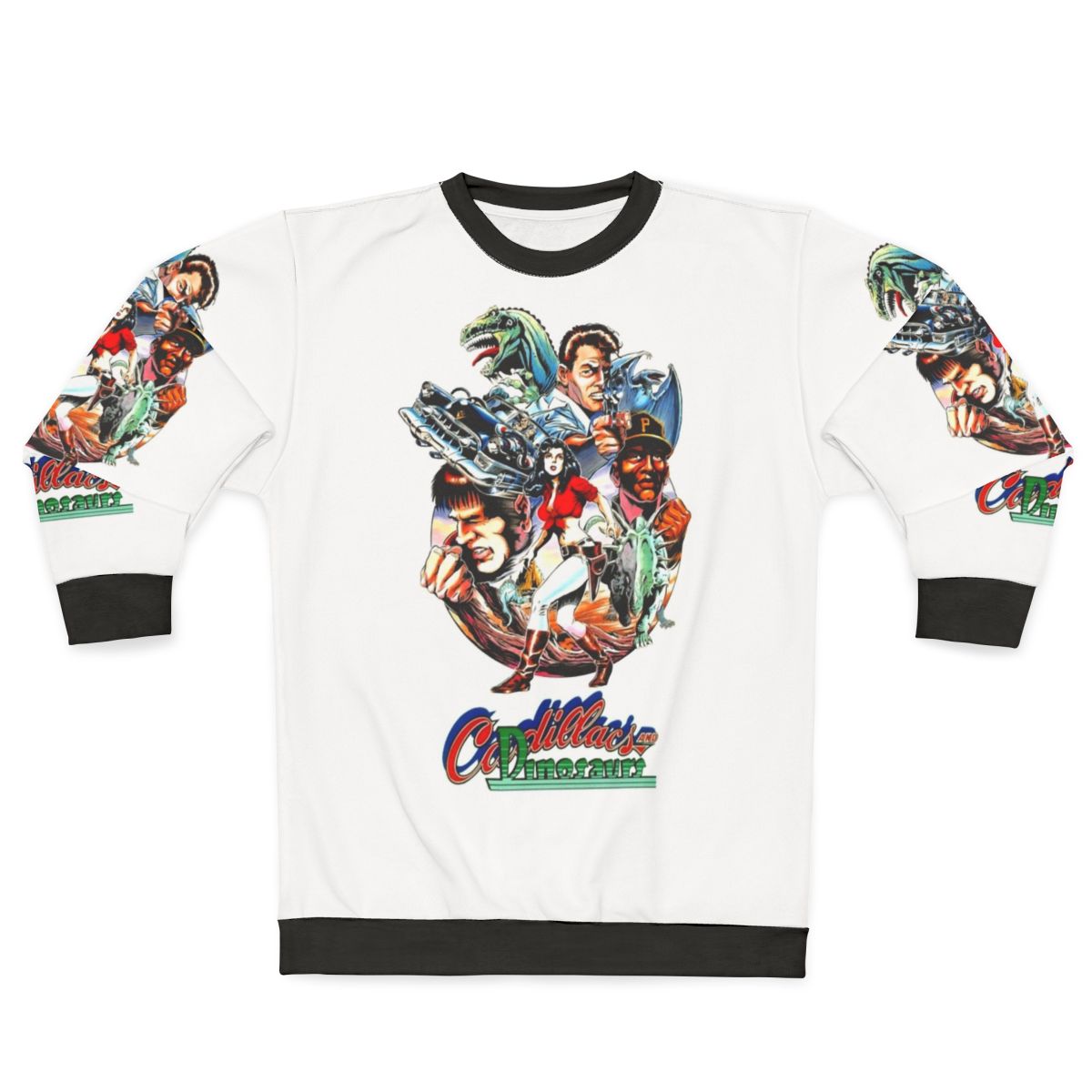 Cadillacs and Dinosaurs Sweatshirt featuring retro video game characters