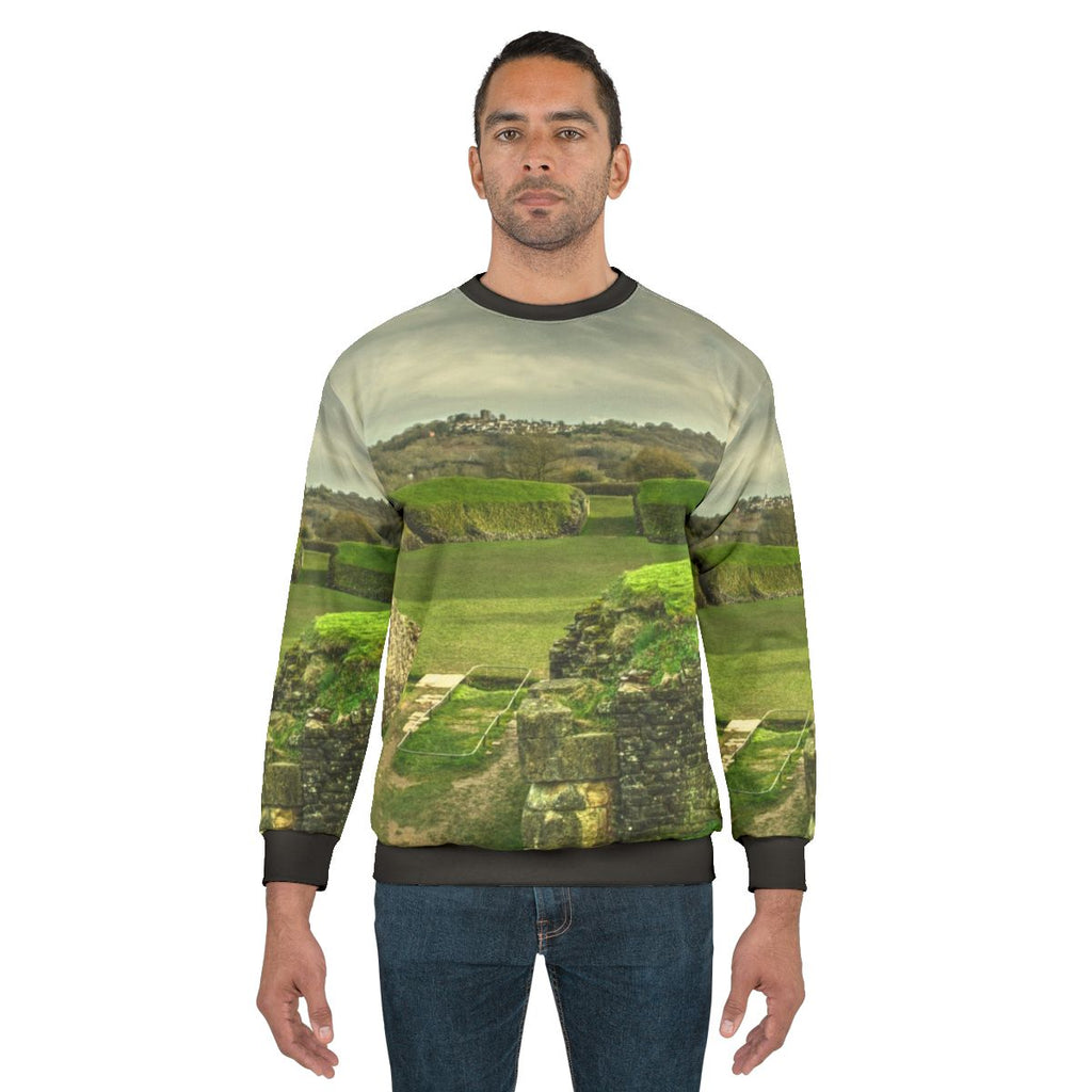 Caerleon Amphitheater Sweatshirt featuring ancient Roman ruins in Wales