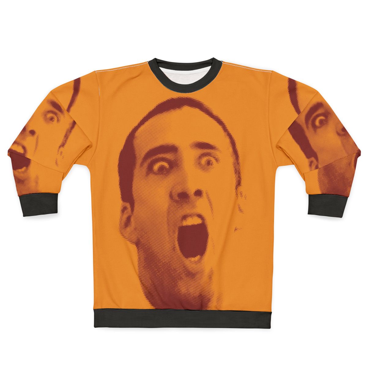 Nicolas Cage pop art design on a gray sweatshirt