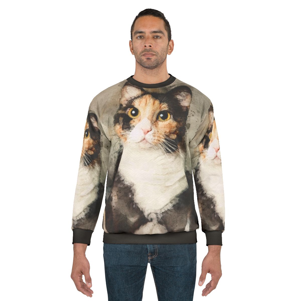Calico cat watercolor sweatshirt