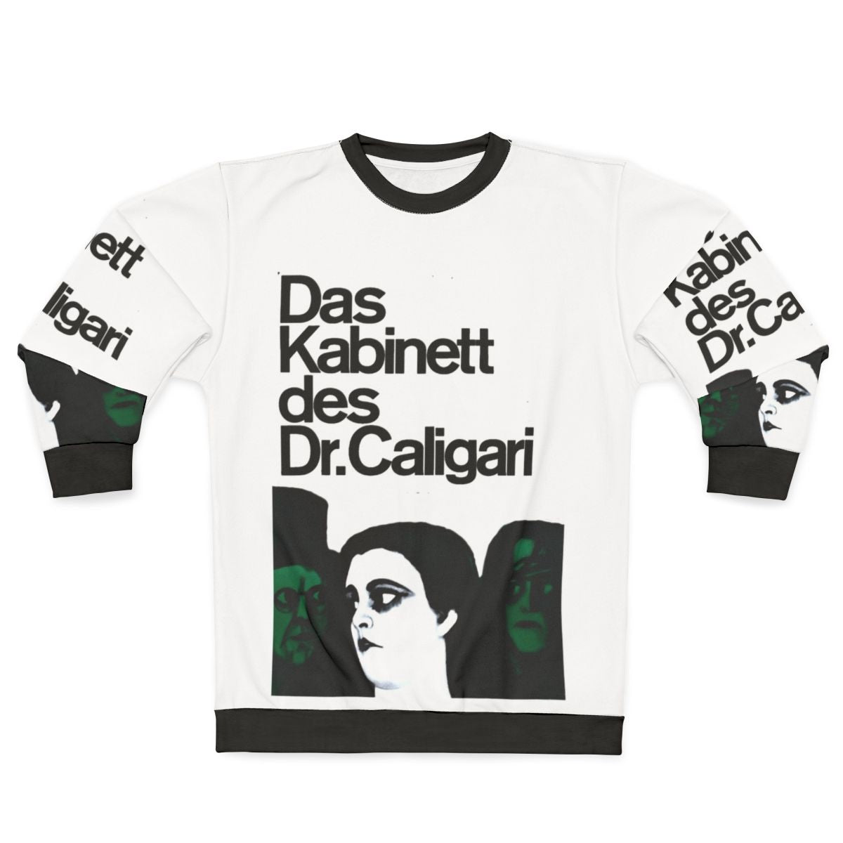 Vintage sweatshirt featuring the classic silent film "The Cabinet of Dr. Caligari" and its iconic poster design