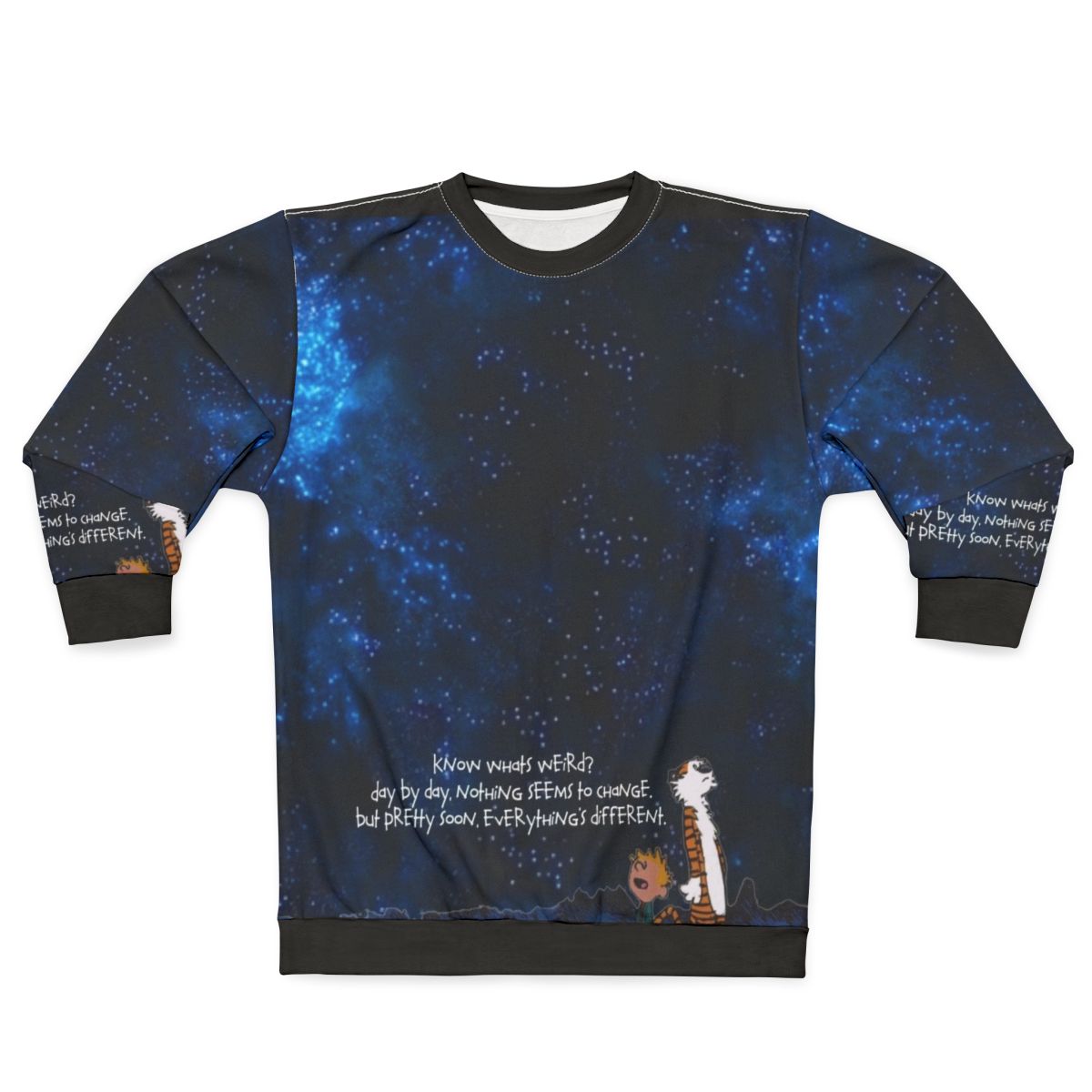 Calvin and Hobbes space themed graphic sweatshirt