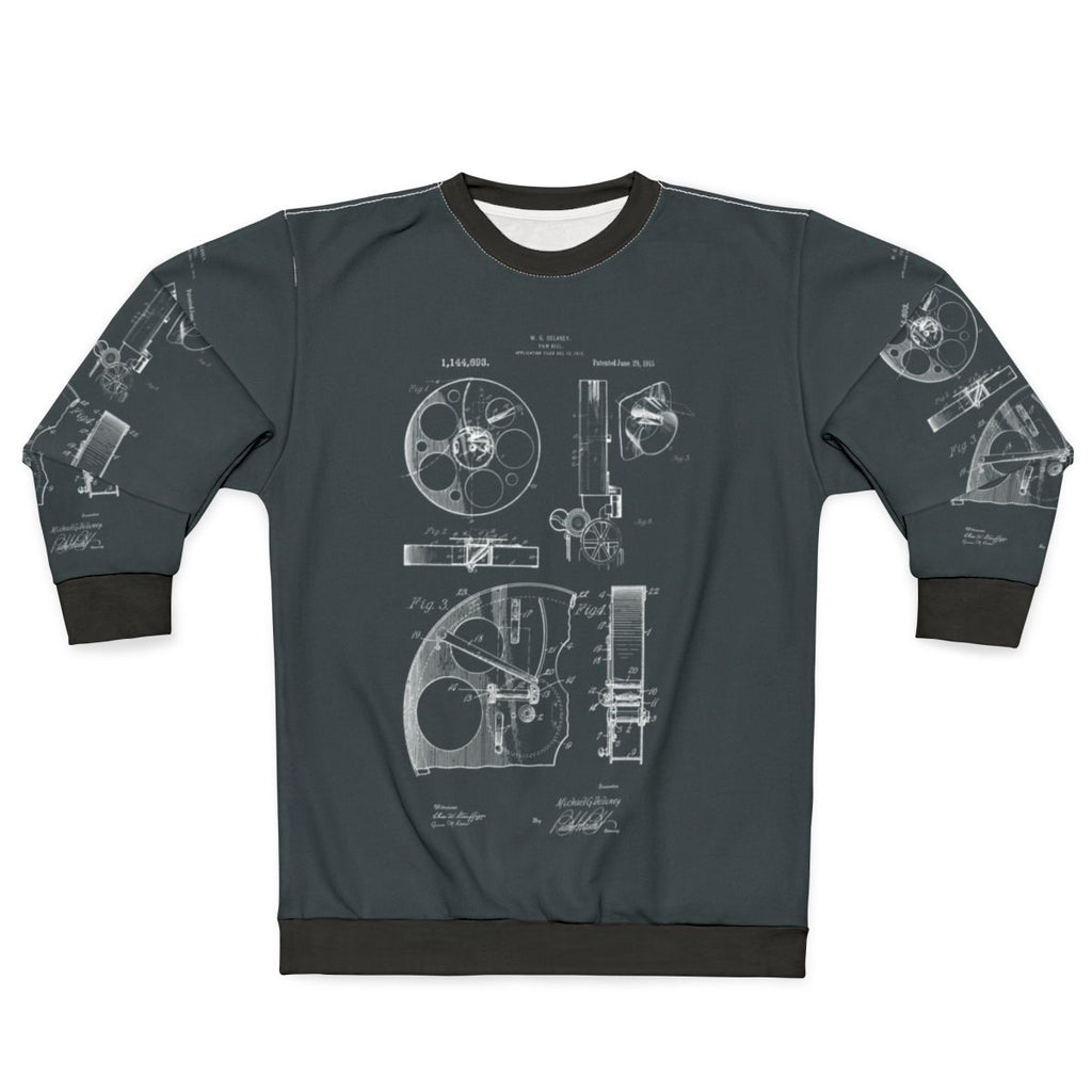 Vintage Cameraman Film Reel Patent Drawings Sweatshirt