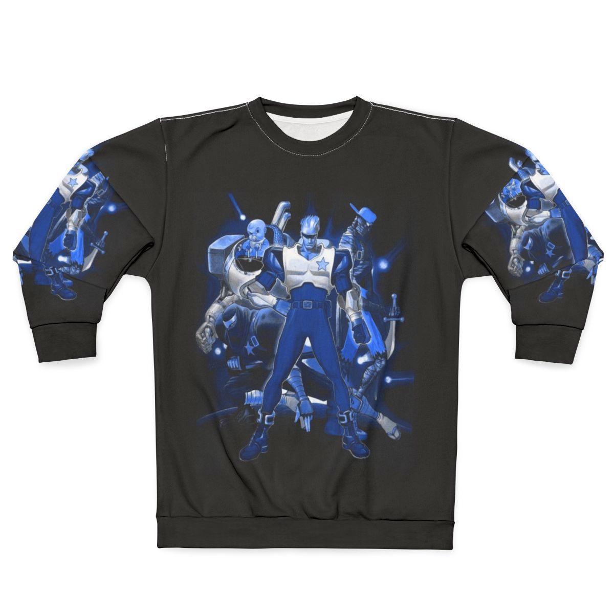 Retro blue sweatshirt with gaming design