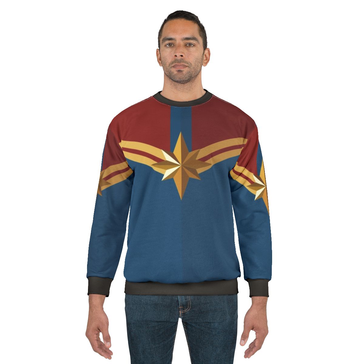 Captain Marvel Costume Sweatshirt with Logo and Star Design