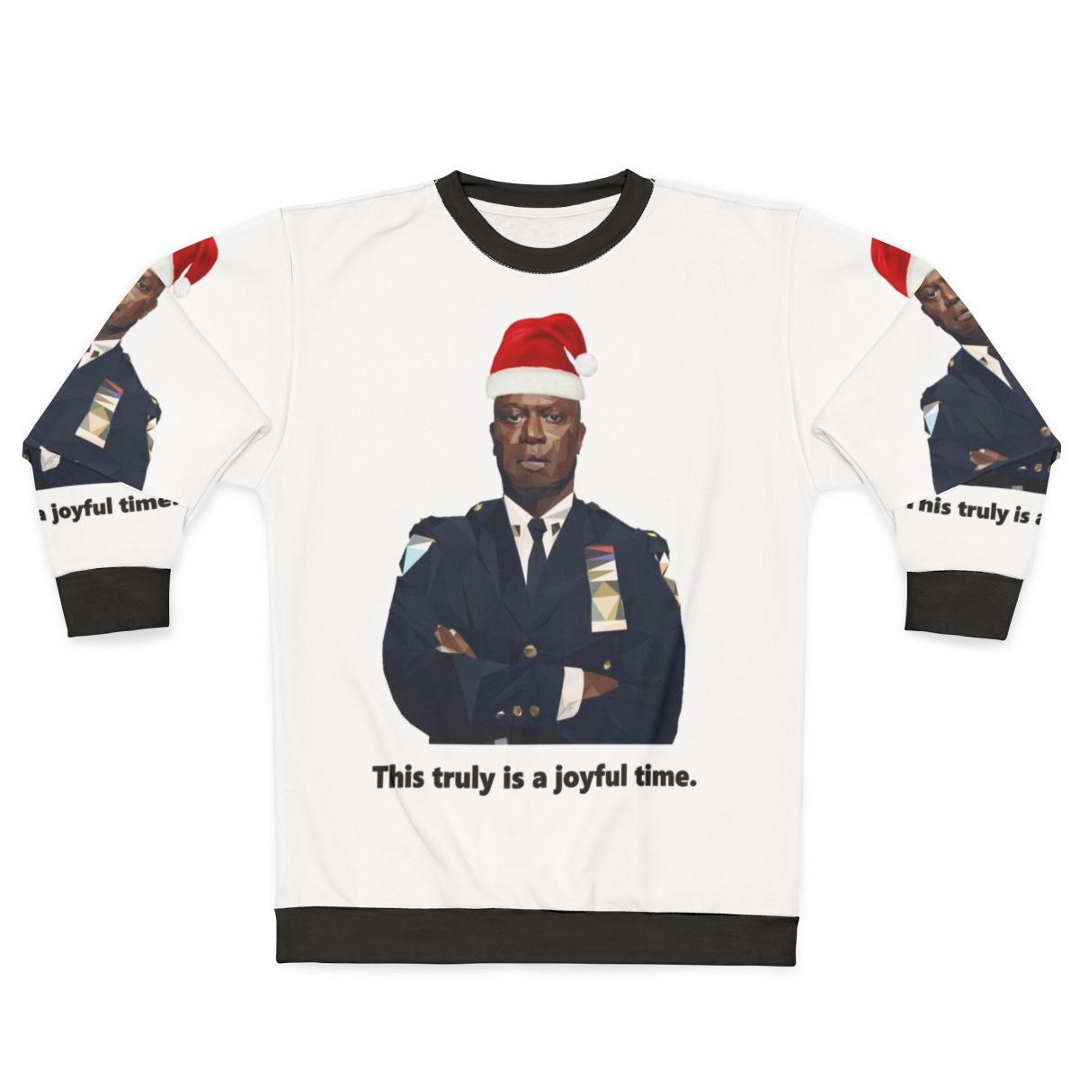 Captain Holt from Brooklyn Nine-Nine wearing a holiday sweatshirt