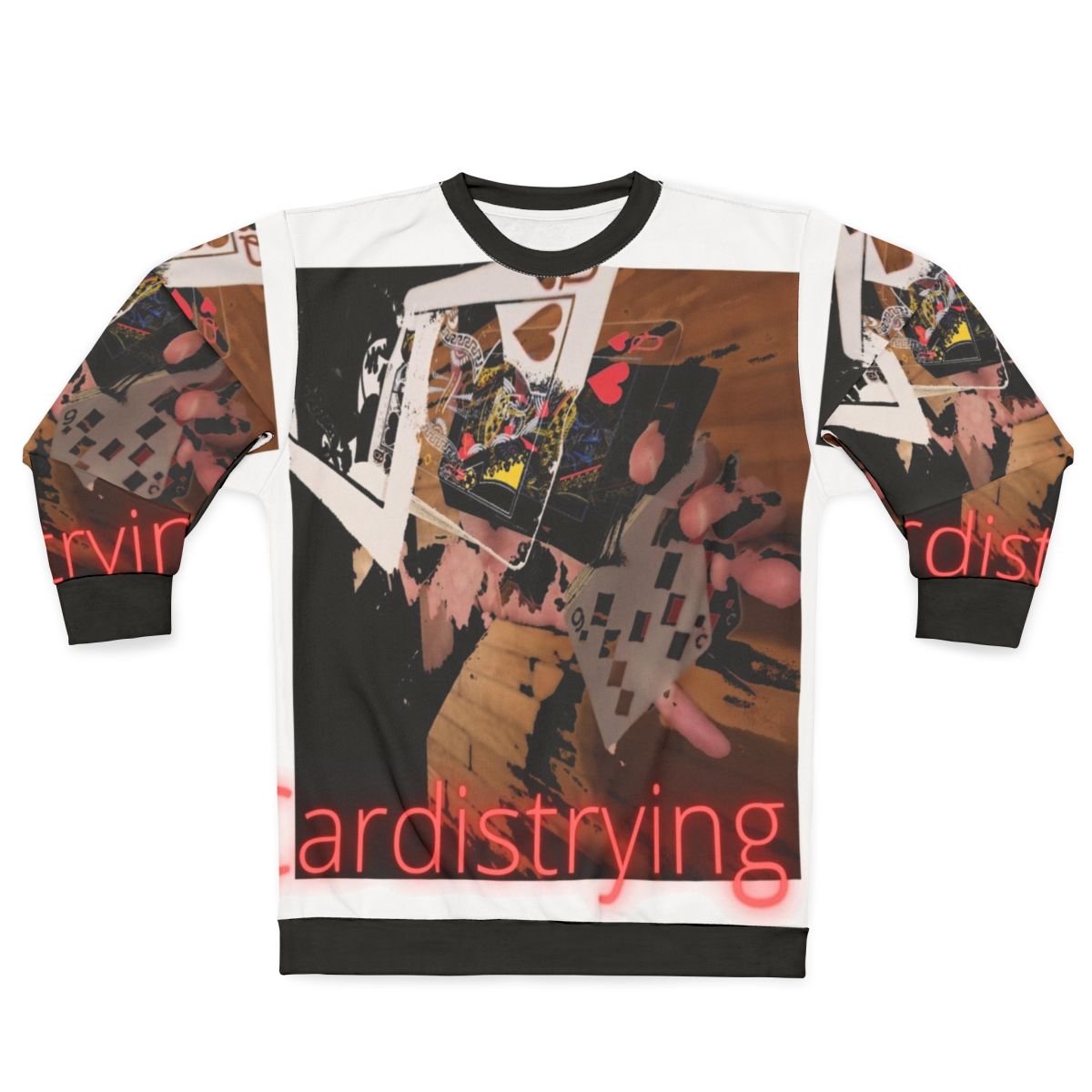 Cardistry Sweatshirt with Playing Cards and Sleight of Hand Design