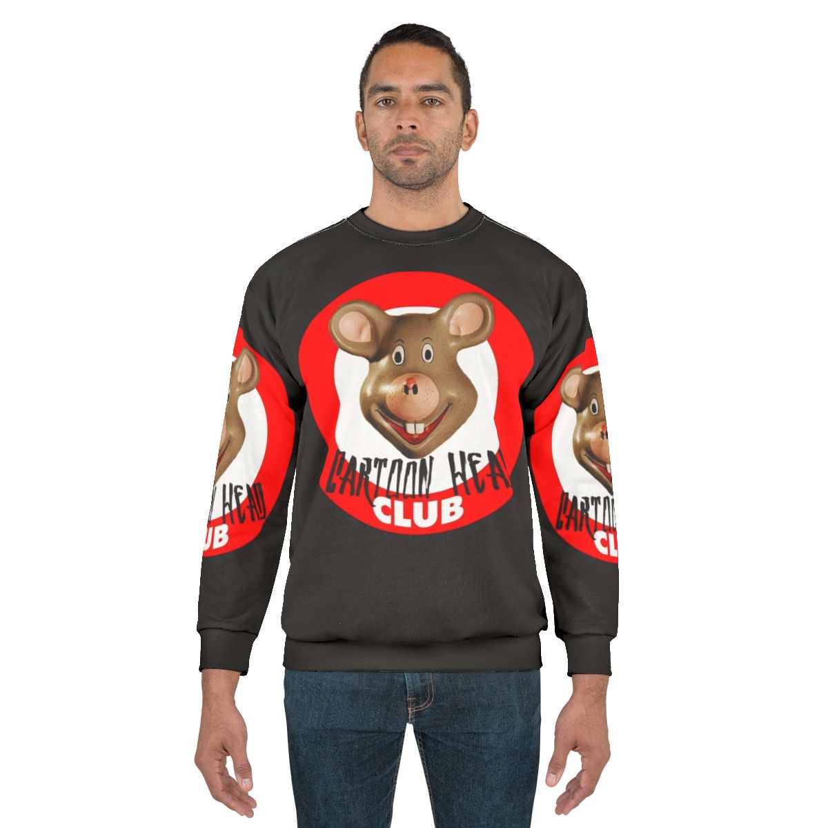 Cartoon Head Club Satirical Design Sweatshirt