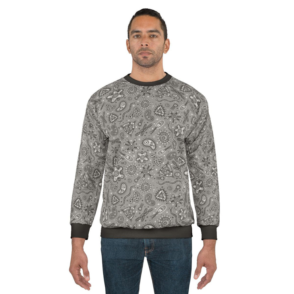 Cartoon Microbes Gray Sweatshirt