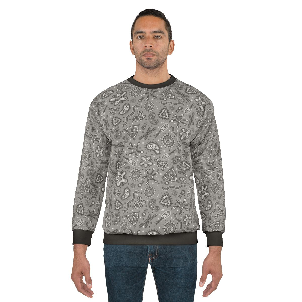 Cartoon Microbes Gray Sweatshirt