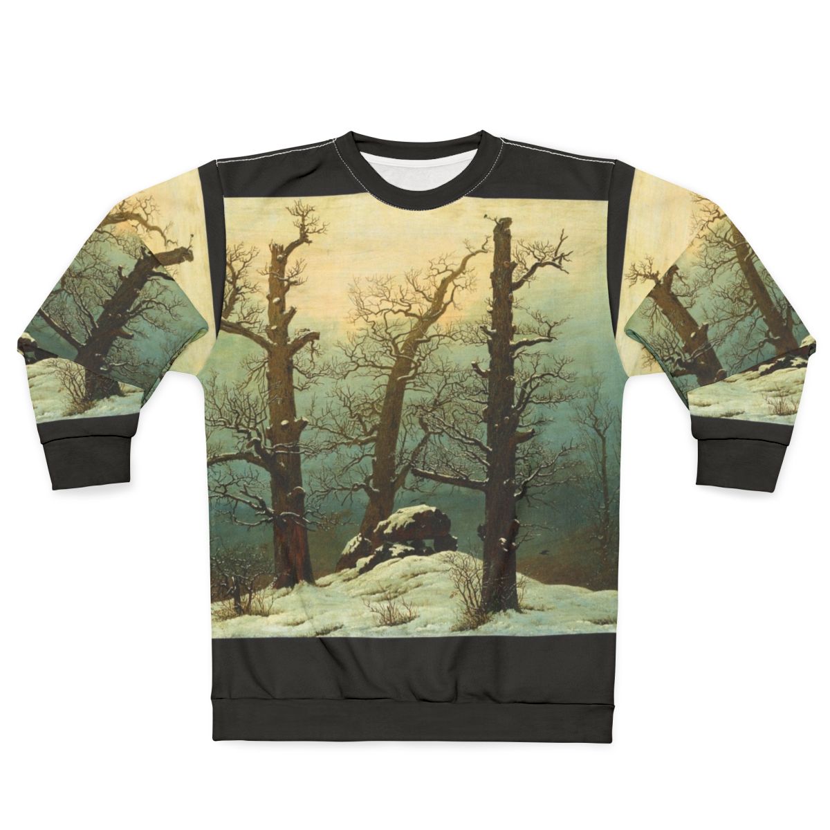 Caspar David Friedrich inspired cozy winter landscape sweatshirt