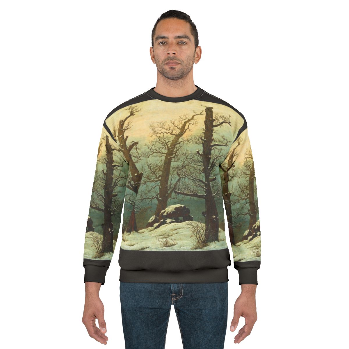 Caspar David Friedrich inspired cozy winter landscape sweatshirt
