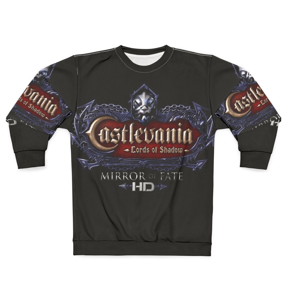 Castlevania inspired sweatshirt featuring characters like Alucard, Trevor Belmont, and Sypha Belnades