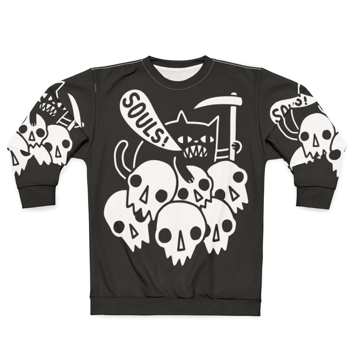 Grim reaper cat skull sweatshirt