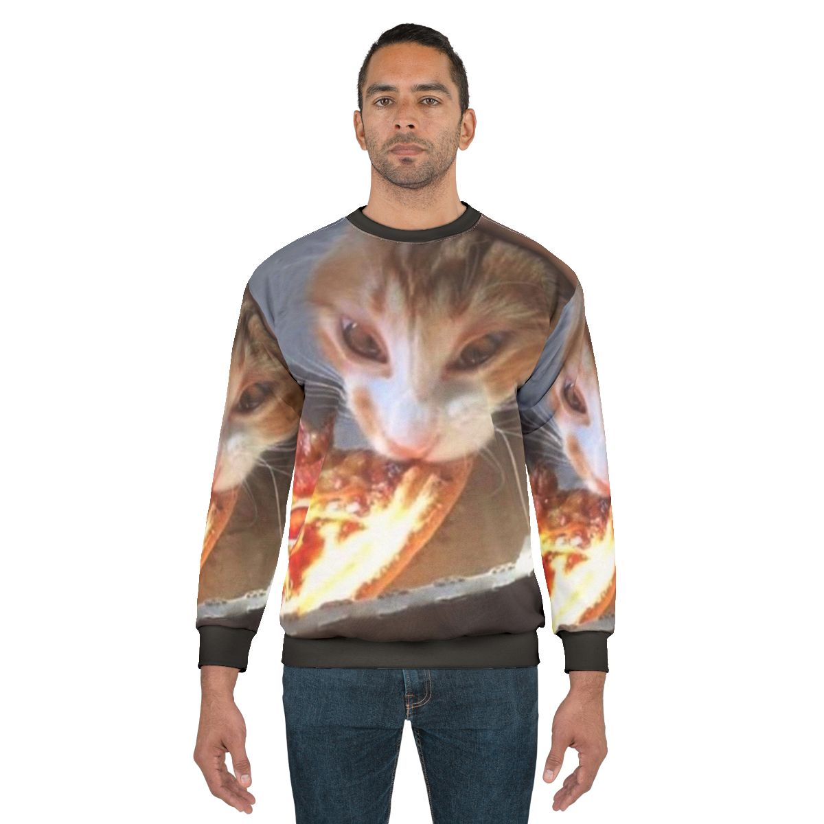 Cat Licking Pizza Sweatshirt
