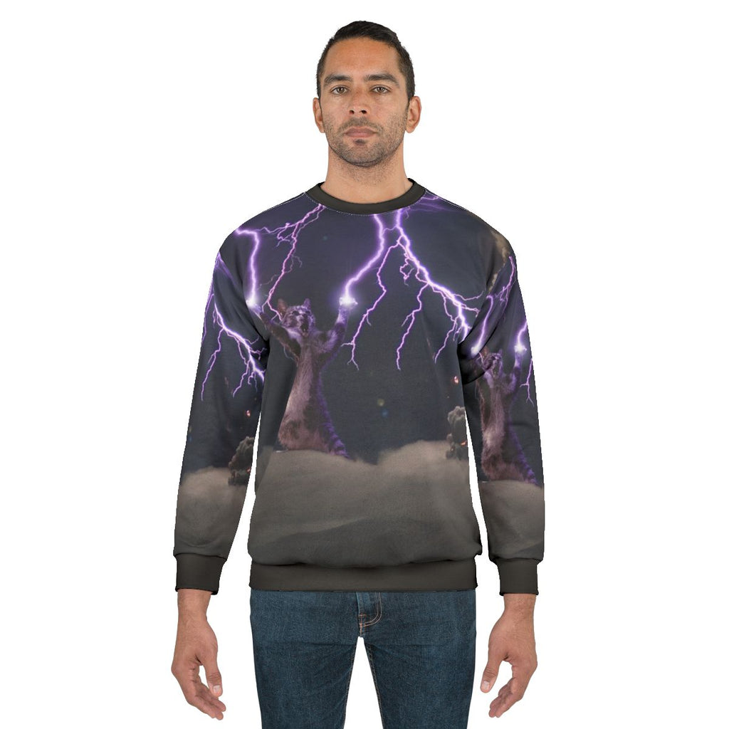 Cat lightning graphic sweatshirt