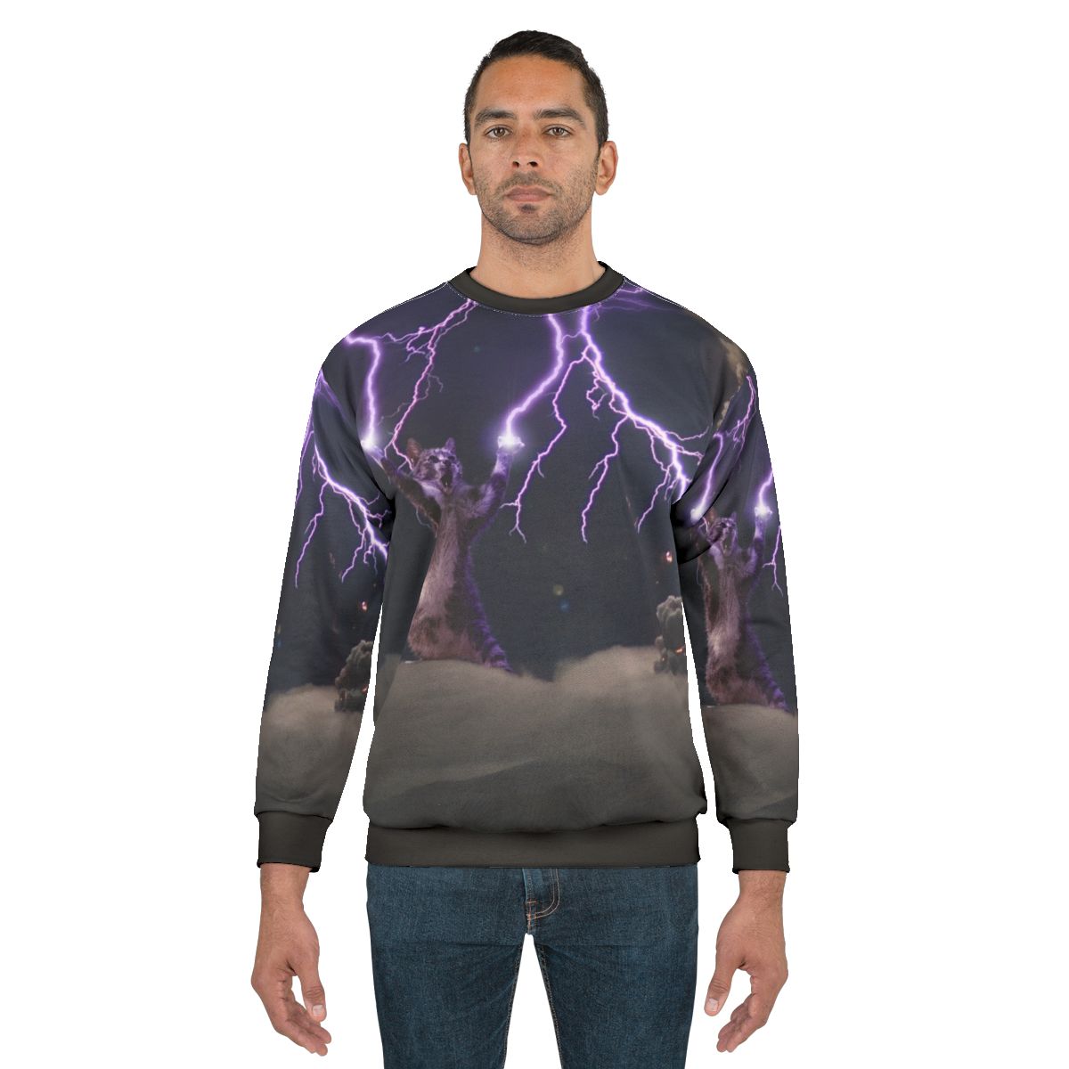 Cat lightning graphic sweatshirt
