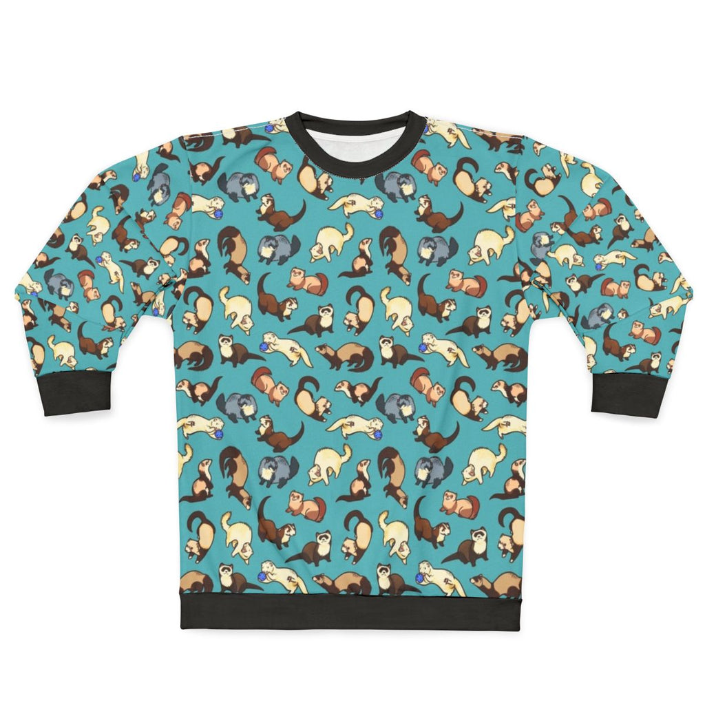 Blue cat snake sweatshirt with a cute ferret pattern design