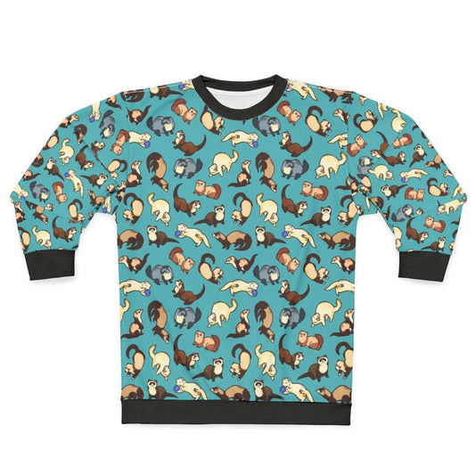 Blue cat snake sweatshirt with a cute ferret pattern design