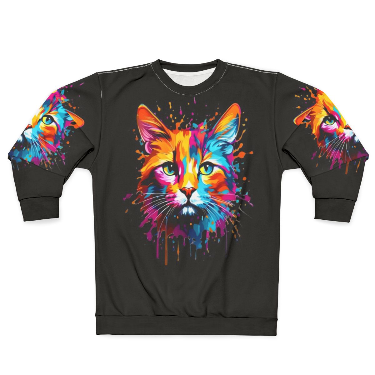 Colorful Cat Splash Design Unisex Sweatshirt