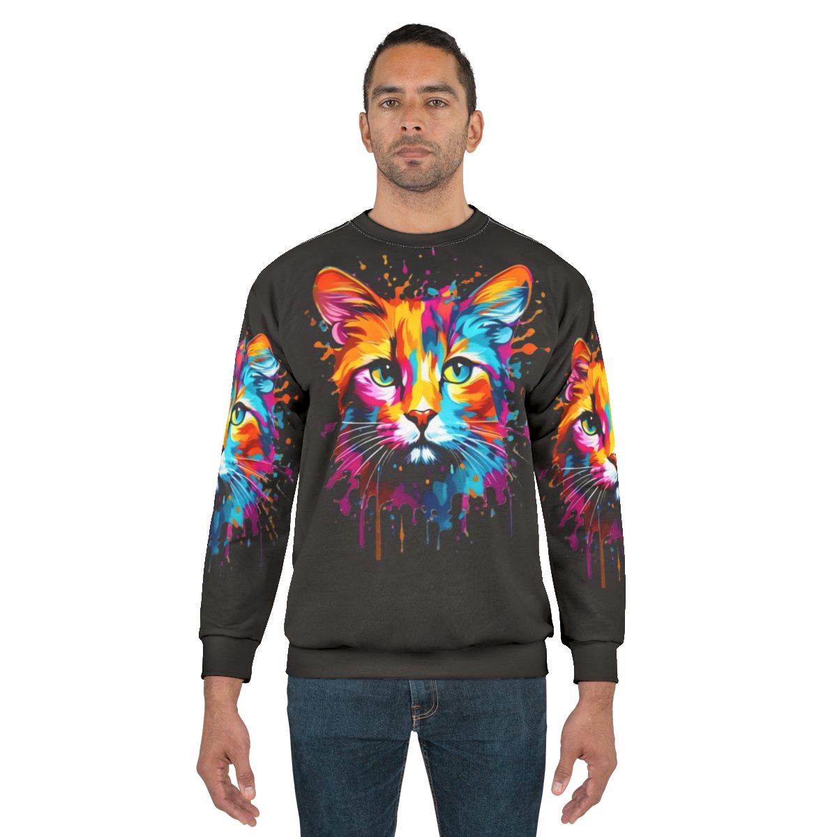 Colorful Cat Splash Design Unisex Sweatshirt