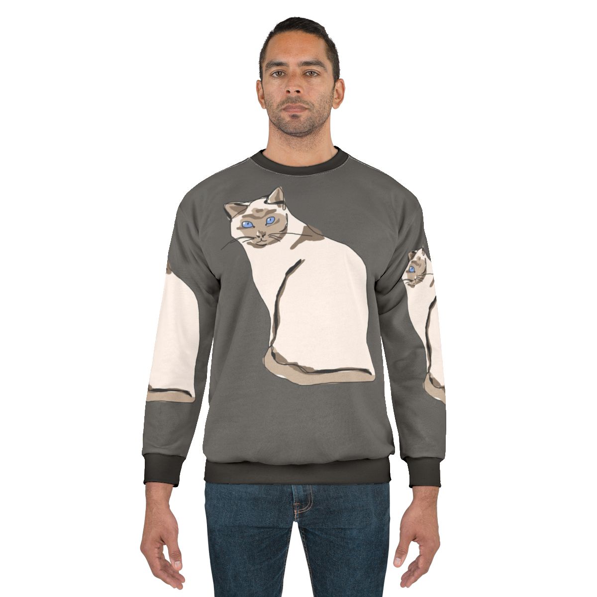 Cat Sweatshirt with Graphic Design