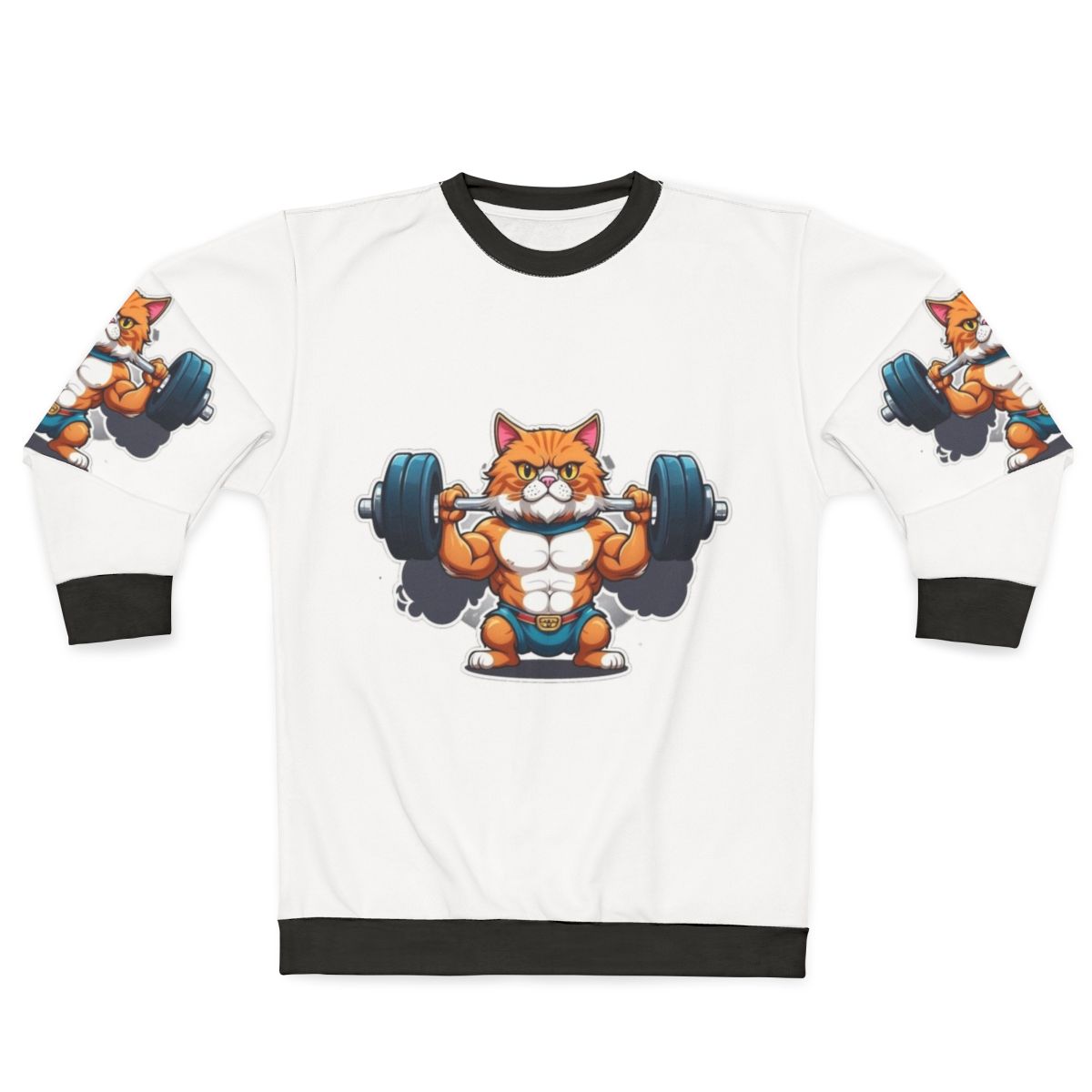 Funny cat weightlifting workout gym sweatshirt