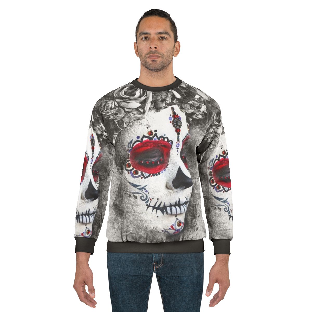 Boho sugar skull watercolor design sweatshirt