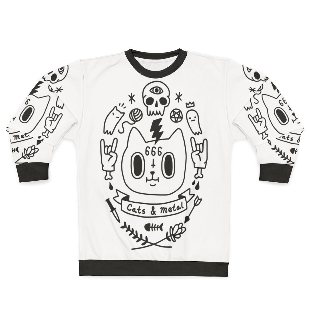 Cats and heavy metal design sweatshirt