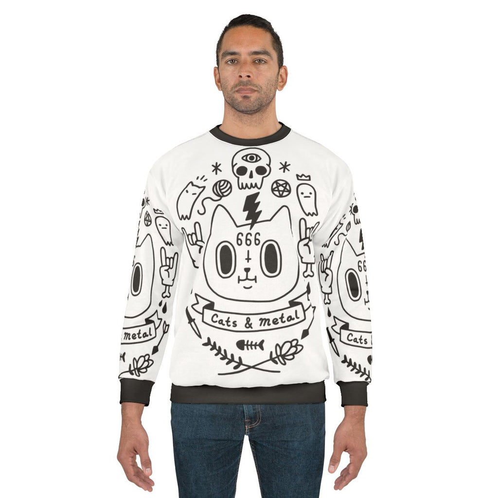 Cats and heavy metal design sweatshirt