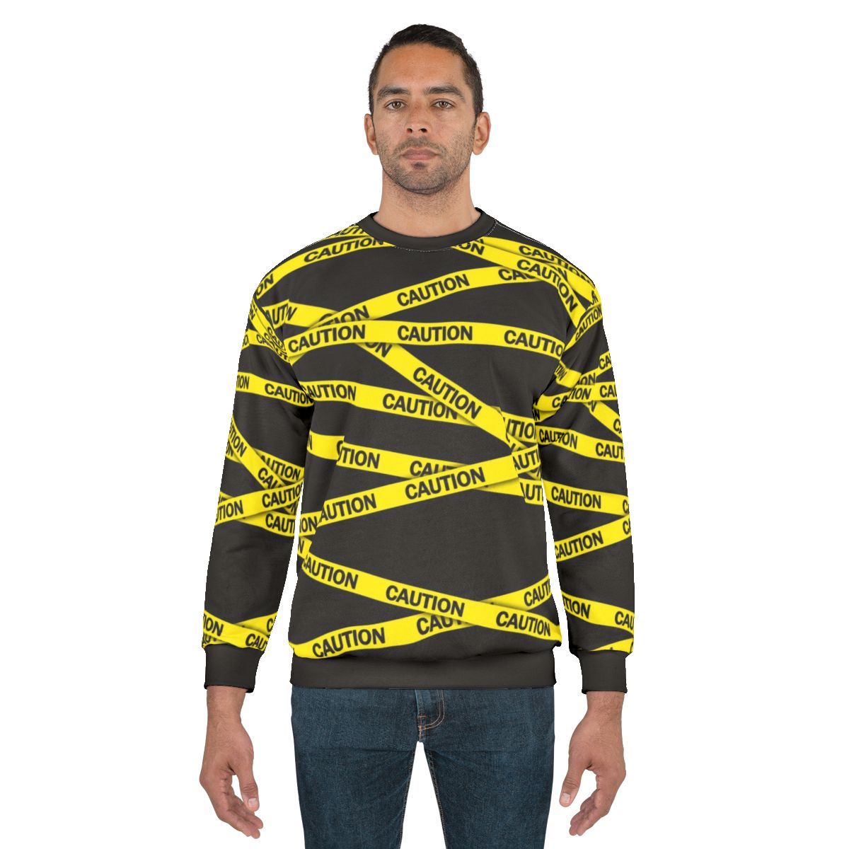 Caution tape sweatshirt for street fashion