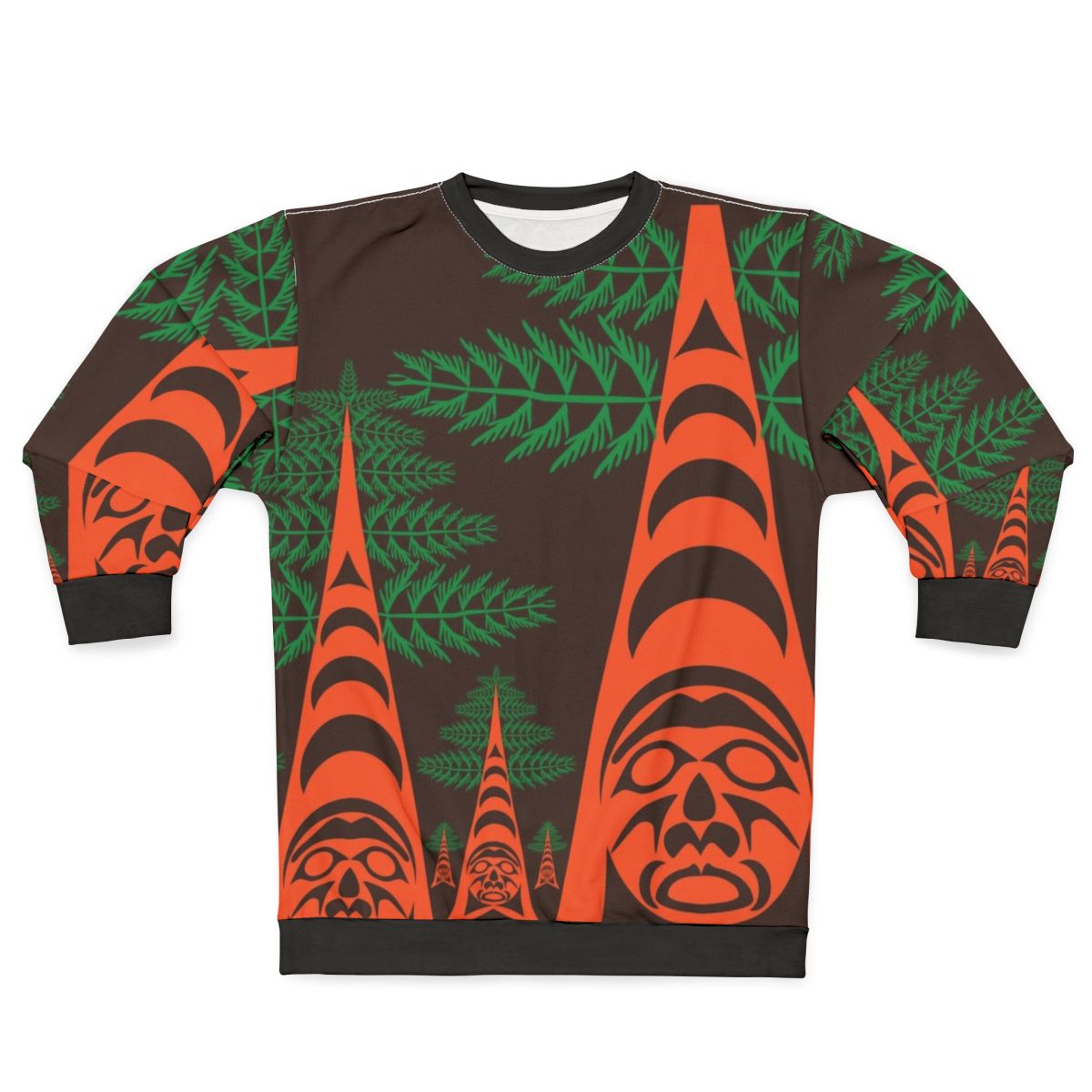 Cedar Forest Sweatshirt with Native Art and Tribal Design