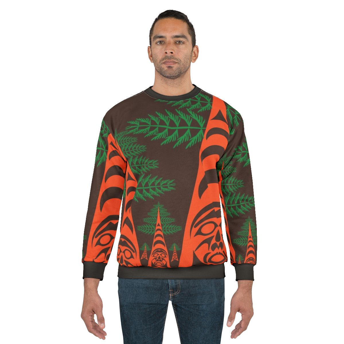 Cedar Forest Sweatshirt with Native Art and Tribal Design