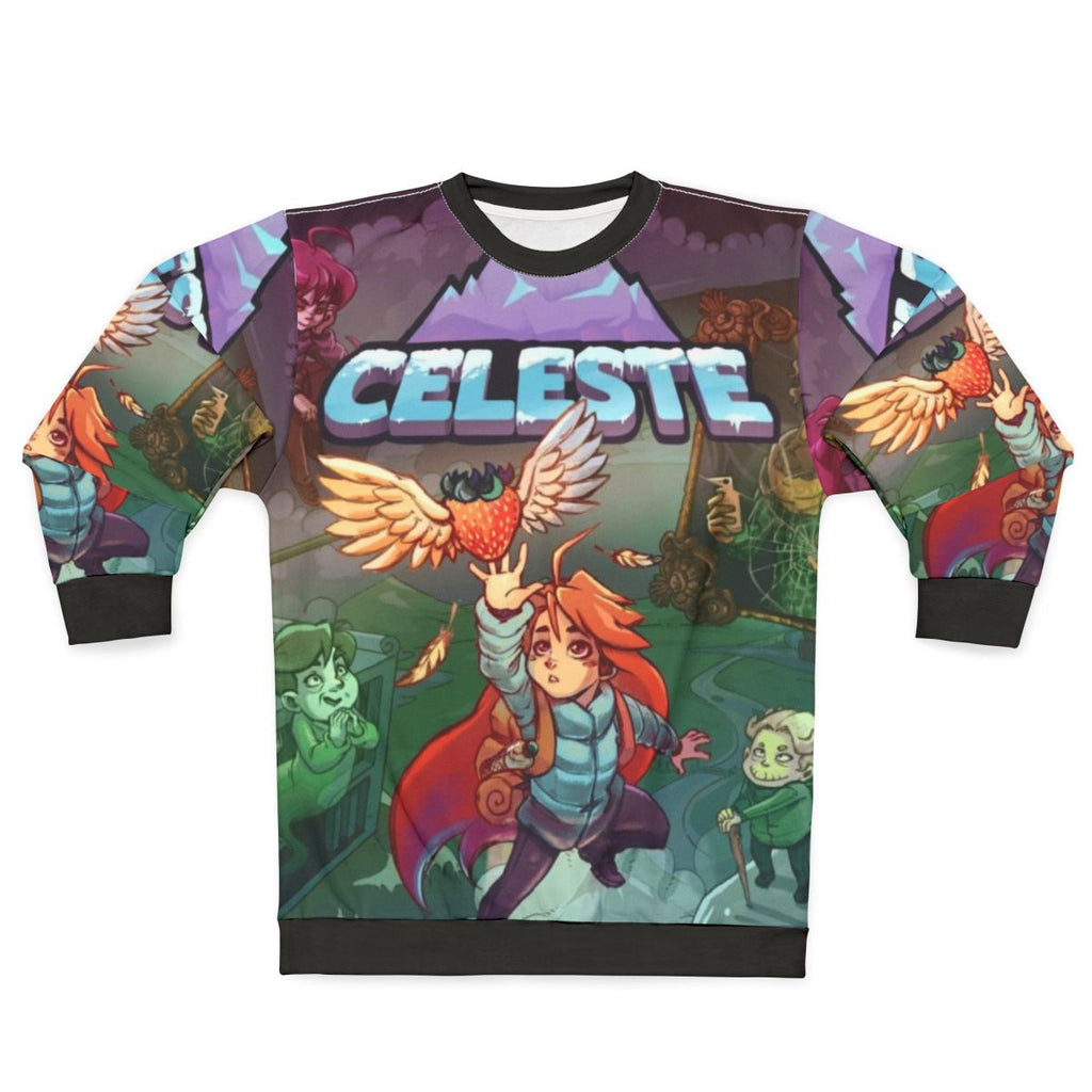 Celeste-themed retro gaming sweatshirt