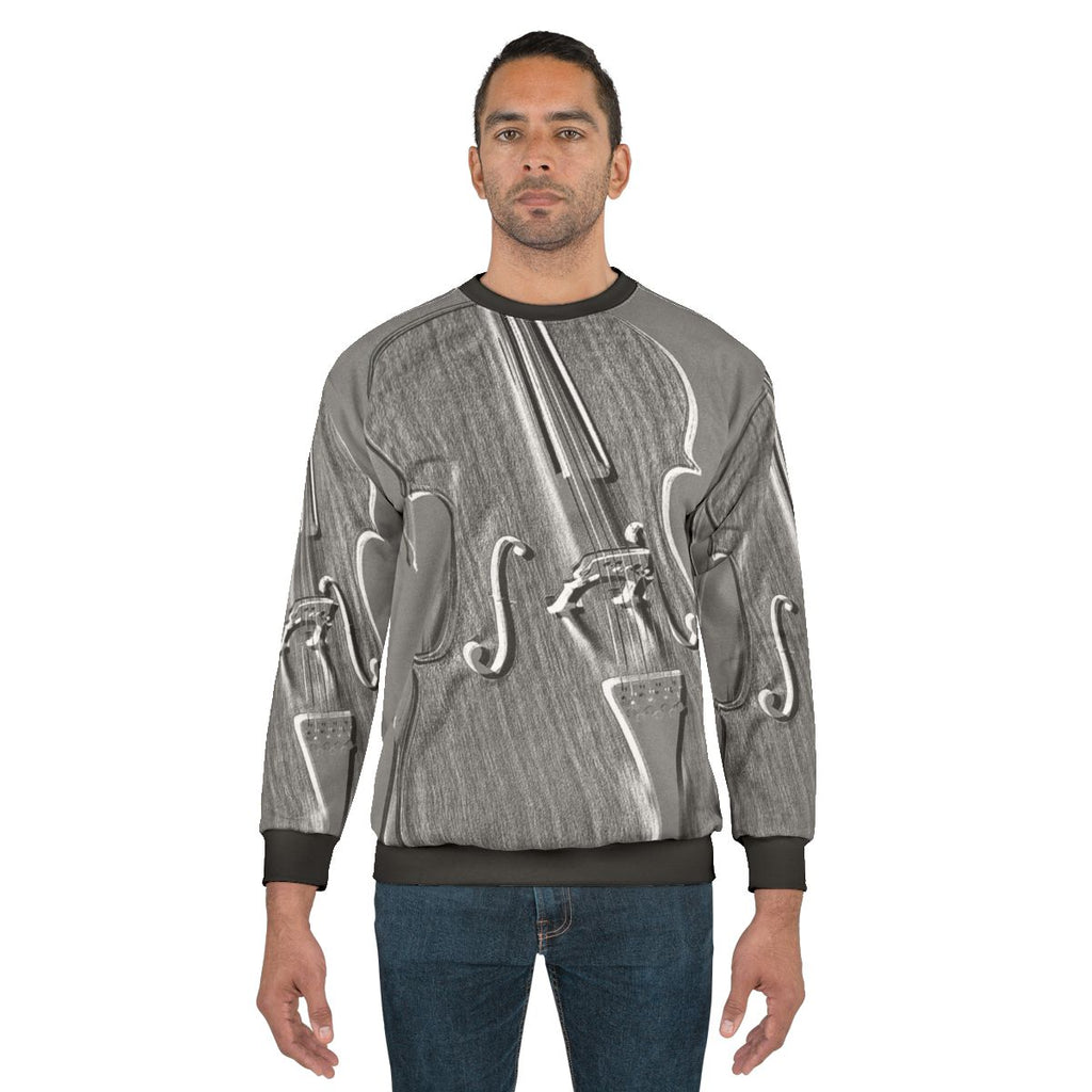 Cello Sweatshirt with Musical Instrument Graphic