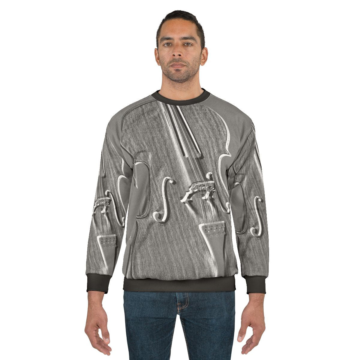 Cello Sweatshirt with Musical Instrument Graphic