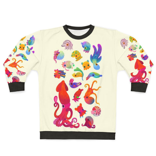 Pastel cephalopod print on a cozy sweatshirt