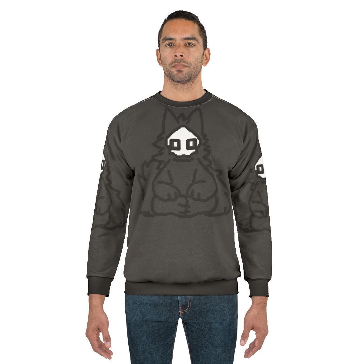 Puro Sitting Sprite II furry gaming sweatshirt with skeleton design