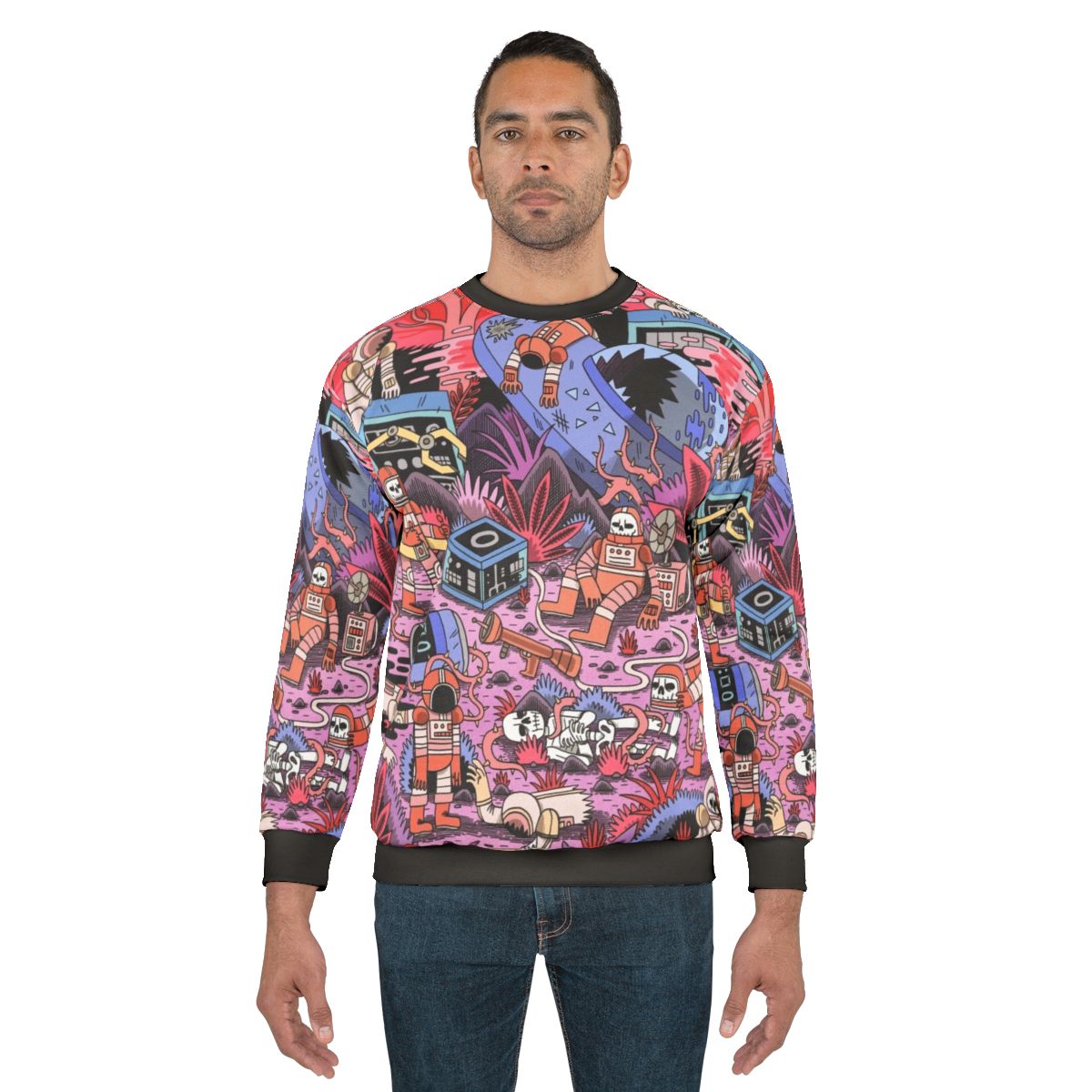 Chaos Sweatshirt featuring a sci-fi spaceman design