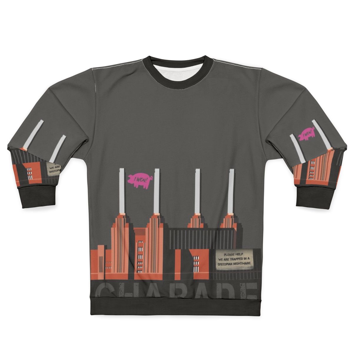 Charade Sweatshirt featuring political protest design and music inspired artwork