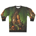 Charging robot sweatshirt with nature-themed design