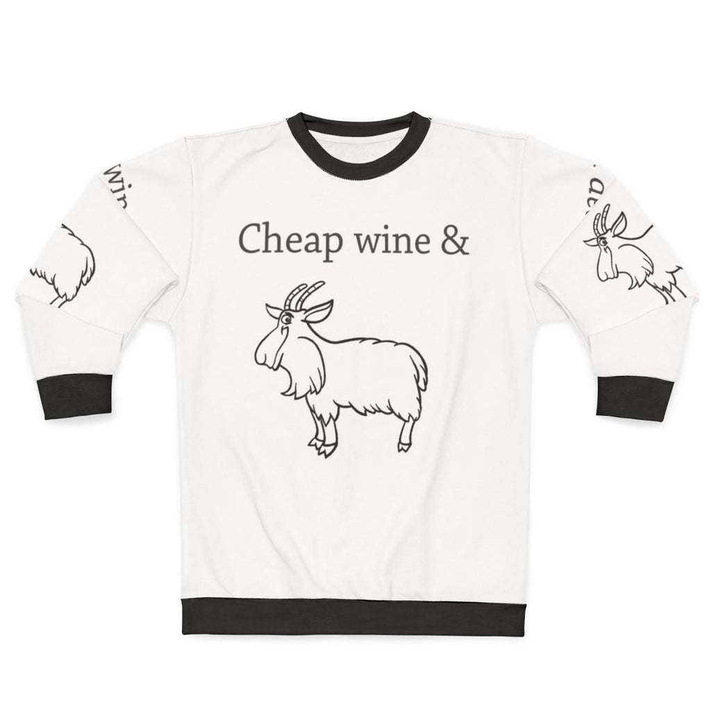 Cheap Wine and Three Legged Goat Graphic Sweatshirt