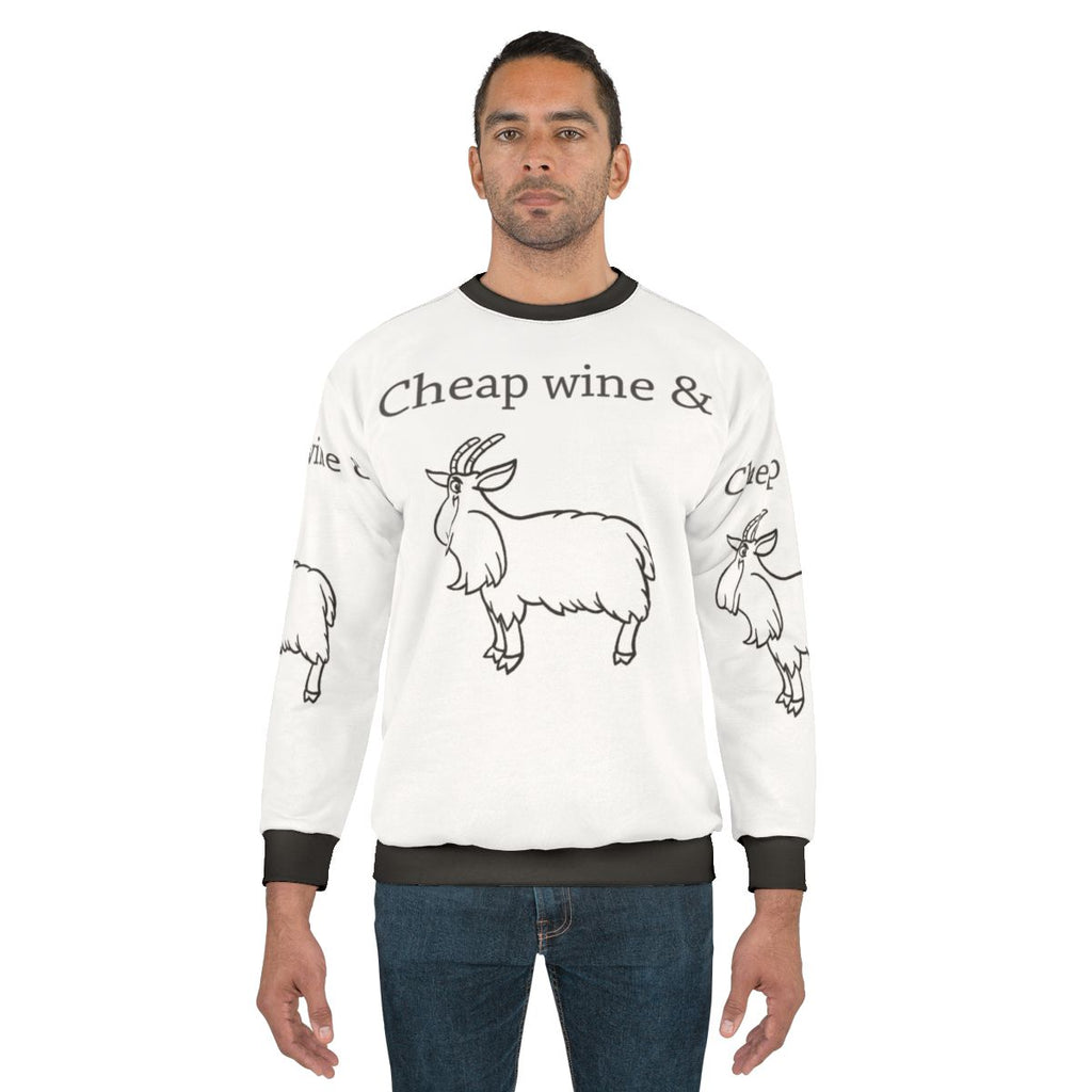 Cheap Wine and Three Legged Goat Graphic Sweatshirt