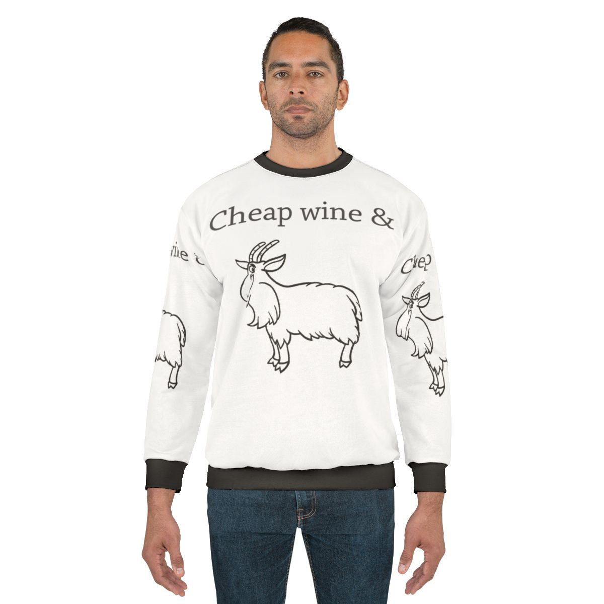 Cheap Wine and Three Legged Goat Graphic Sweatshirt